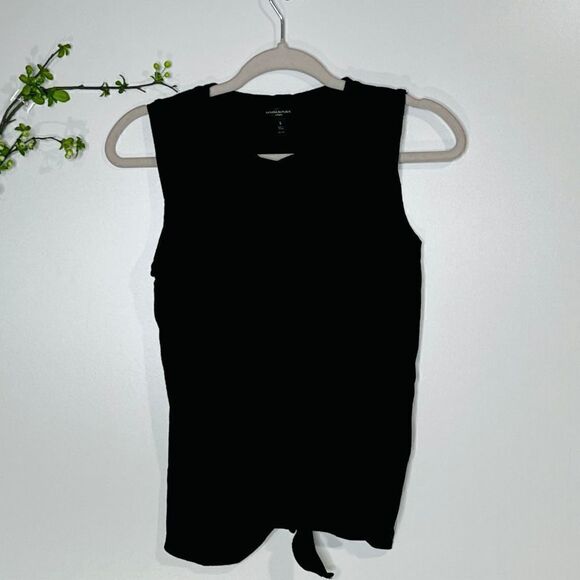 Banana Republic Black Linen Tank Top Front Side Knot - Picture 1 of 7